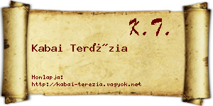 Kabai Terézia névjegykártya